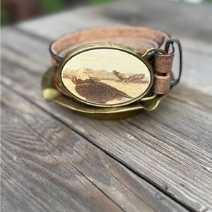 Vintage Leather Belt with Eagle Buckle